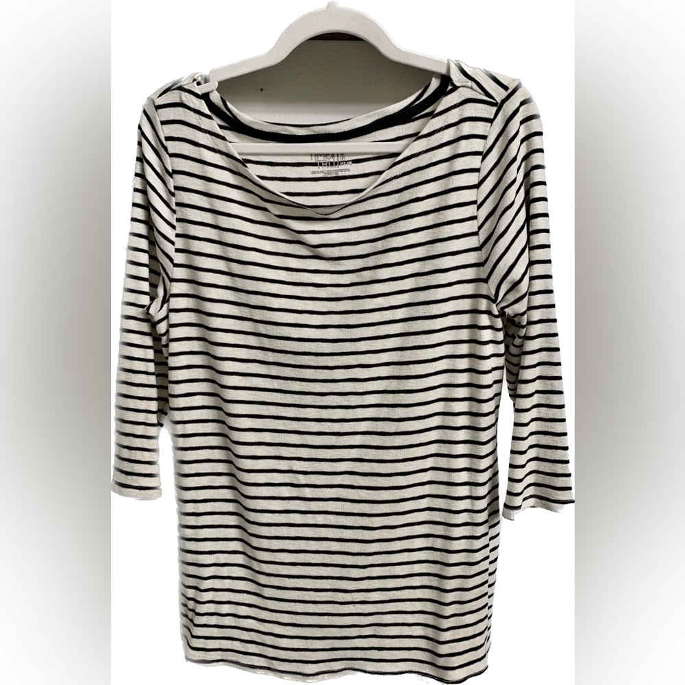 Black and White Stripped Blouse with Quarter Length Sleeves